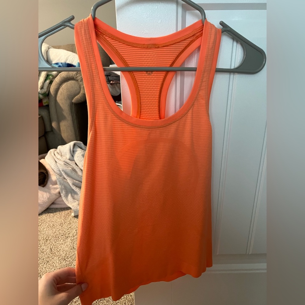 lululemon swiftly tank orange soda size 2 race length